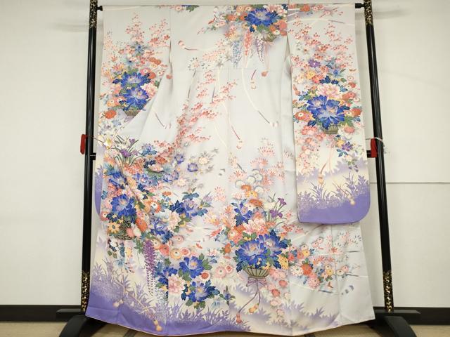 平和屋着物●豪華振袖　飾花文　暈し染め　金銀彩　正絹　逸品　AABJ3776cs