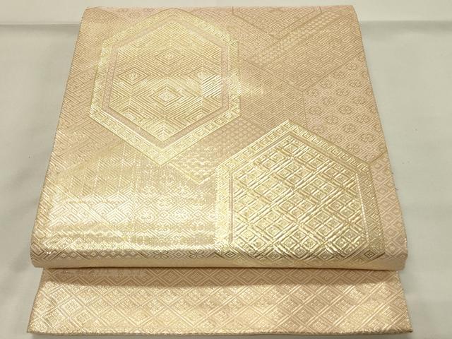 平和屋着物◎佐賀錦 全通柄袋帯 亀甲文 金糸 正絹 逸品 DABH4196qp