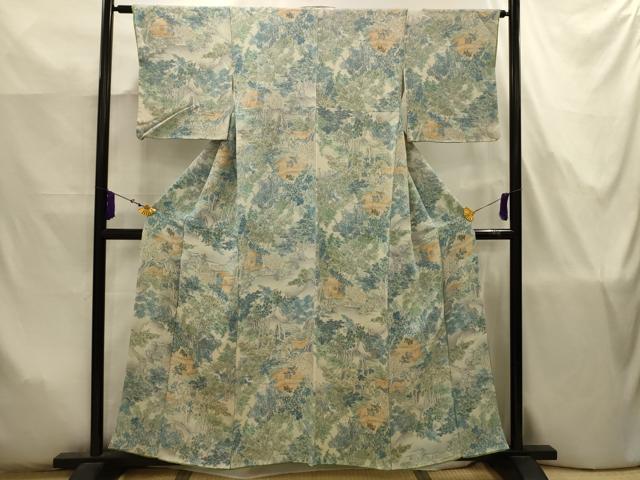 ■■■　サイズ　■■■ 身丈 156cm（肩から） 裄丈 62.5cm 袖丈 47cm　縫込み 4.5cm 袖幅 31.5cm 前幅 24.5cm 後幅 30cm 着物縫いこみ 内揚げ 4.5cm 裄 お袖側 約0cm　身頃側 約1cm ■■■　商品詳細　■■■ 【正絹】 状態は画像を添付しておりますので、そちらをご確認下さいますよう宜しくお願い致します。 大変上質な逸品になります。 お安く出品致しますので、是非この機会にいかがでしょうか？ ■■■　注意事項　■■■ ■モニター発色の具合により色合いが異なる場合がございます。 ■寸法は多少の誤差が生じる場合がございますのでご了承ください。 ■縫込みの長さが左右非対称の場合は短い部分を記載しております。 左右非対称であってもご返品・お値引き等の保証は出来かねますので、ご了承の上ご購入をお願い致します。 ■シミ等のチェックには注意を払っておりますが、見落としがある場合もございますし、個人の見解も様々ですので神経質な方のご購入はお控えください。 ■箪笥に入っておりました着物や帯なので畳みシワや匂いがあるものもございます。 ■お休みは基本的に土日祝となりますが、その他臨時でお休みする場合がございますのでご了承ください。 ■商品の発送は平日のみの発送となります。 ■夜間と土曜、日曜日はお問い合わせの回答が遅れる場合がございます。 ■当店では、お直し、紋入れ、お手入れ等は承っておりません。 ■生地の状態（ヤケ、経年劣化等）によってはサイズ直しが出来ない場合がございます。 その点もどうかご了承のうえ、ご購入をお願いいたします。 ■弊社で取り扱う商品は一点ものにつき、時期や在庫状況に応じて金額が変更となる場合がございます。 ■検針は行っておりません。予めご了承いただきますようお願いいたします。 ■【洗える着物】と記載のある商品におきましては、商品お届け後に洗濯を行ってしまってからのご返品にはご対応しかねます。 念の為、専門店でのお手入れをお願いいたします。 ■写真に写っている物が全てになります。それ以外の付属品はございませんのでご了承ください。 ■状態に関する写真につきましては、掲載可能な写真枚数に限りがあるため、各箇所につき1枚参考画像を掲載しております。 ■着物のサイズ目安は下記を参考ください↓ ＜女性着物＞　お端折り次第で＋5cm　－1cmが着用可能サイズ 　例）身丈170cmの場合、身長160cm～175cm ＜男性着物＞　身丈＋約25cm～27cm程が適応身長 　例）身丈155cmの場合、身長180～182cm