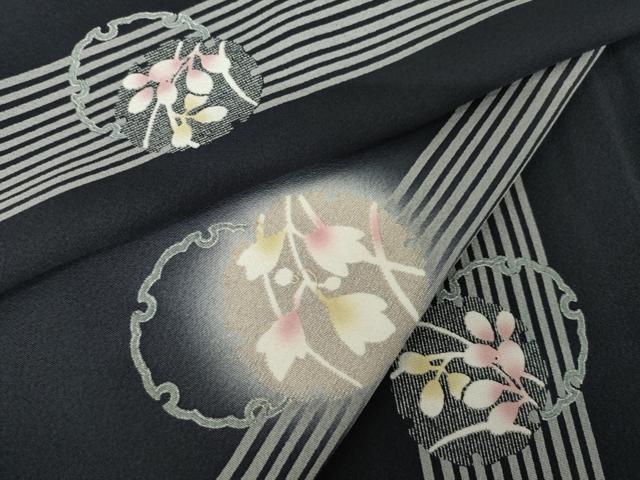 平和屋着物●上質な小紋　雪輪重ね花文　蛍暈し　正絹　逸品　AABJ3159ck