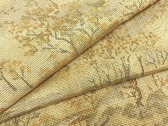 平和屋着物▽上質な紬　単衣　風景文　正絹　逸品　AAAZ9042fy