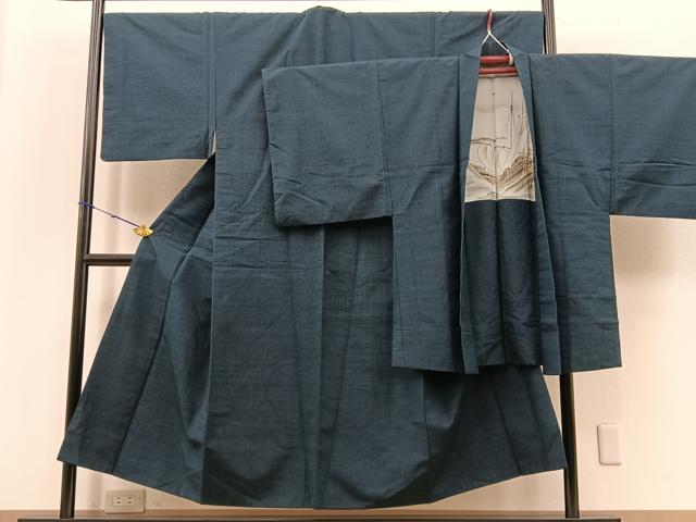 平和屋着物■男性 紬 アンサンブル 霞文 正絹 逸品 BAAQ9122wb
