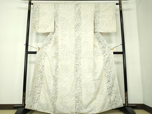 平和屋の平和屋着物●上質な小紋　紬地　手描き　辻が花　正絹　逸品　DABF7762ps｜アングル2