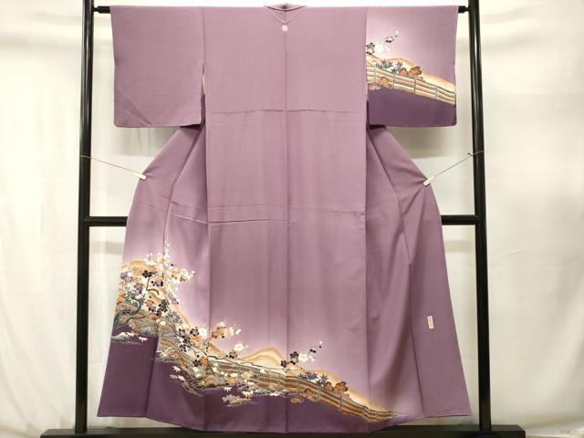平和屋着物■訪問着 作家物 遠山枝梅文 暈し染め 正絹 逸品 CABJ3138ev