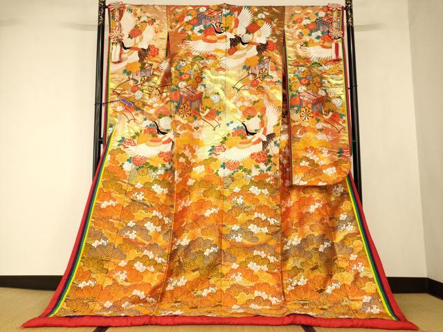 平和屋本店●西陣工芸織　和装　色打掛　婚礼　結婚式　神社挙式　花嫁　唐織　金銀糸　慶松鶴　逸品　AABJ2654fw