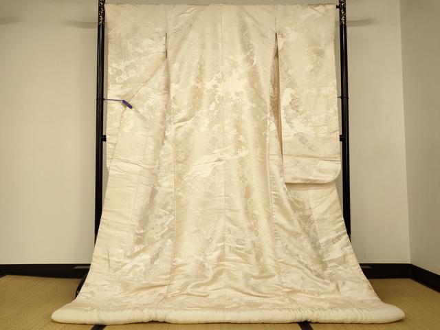 平和屋本店●白打掛　白無垢　錦翔　和装　婚礼　結婚式　花嫁　神社挙式　唐織　飛鶴草花文　逸品　AABJ2676fw