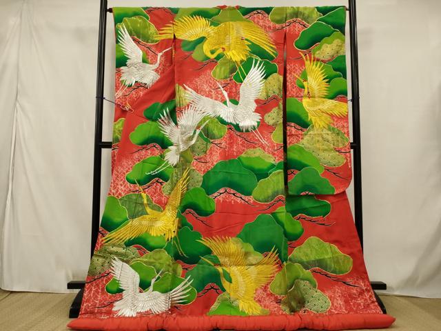平和屋本店●色打掛　和装　婚礼　結婚式　花嫁　神社挙式　駒刺繍　飛鶴松文　金銀糸　逸品　AABJ5834ou