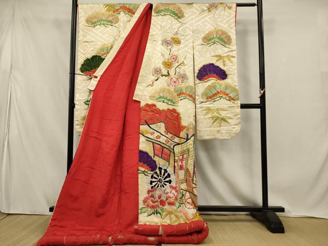 平和屋の平和屋本店●アンティーク 大正ロマン お引きずり・お引き摺り・引き振袖 和装 結婚式 舞妓 芸妓 芸者 総刺繍 金銀糸 金彩 逸品 AABJ8269ou｜アングル2