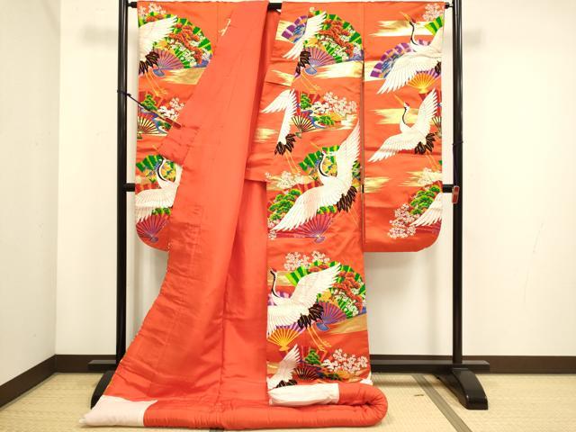 平和屋の平和屋本店●色打掛　お引きずり　和装　婚礼　結婚式　花嫁　神社挙式　唐織　飛鶴扇花文　金銀糸　逸品　DABH4667du｜アングル2