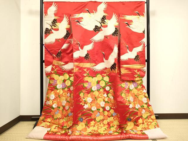 平和屋本店●色打掛　お引きずり　和装　婚礼　結婚式　花嫁　神社挙式　唐織　飛鶴花文　金銀糸　逸品　DABH4671du