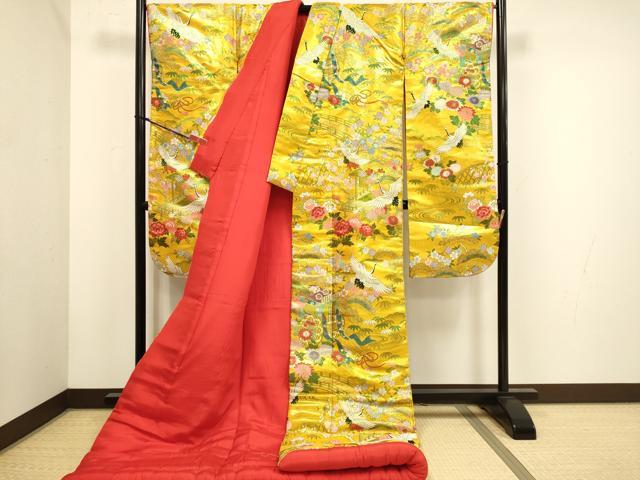 平和屋の平和屋本店●色打掛　お引きずり　和装　婚礼　結婚式　花嫁　神社挙式　御所車飛鶴花文　逸品　DABH4673du｜アングル2