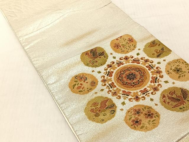 平和屋の平和屋着物◎太鼓柄袋帯 正倉院花鳥文 金彩 鈴乃屋扱い 正絹 逸品 CABJ6293yk｜アングル2