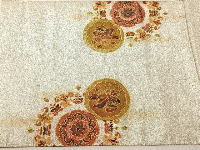 平和屋の平和屋着物◎太鼓柄袋帯 正倉院花鳥文 金彩 鈴乃屋扱い 正絹 逸品 CABJ6293yk｜アングル3