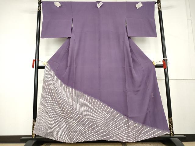 平和屋着物●人間国宝　森口華弘の息子　森口邦彦　蒔糊散らし　色留袖　斜縞　正絹　逸品　AABL1163cs