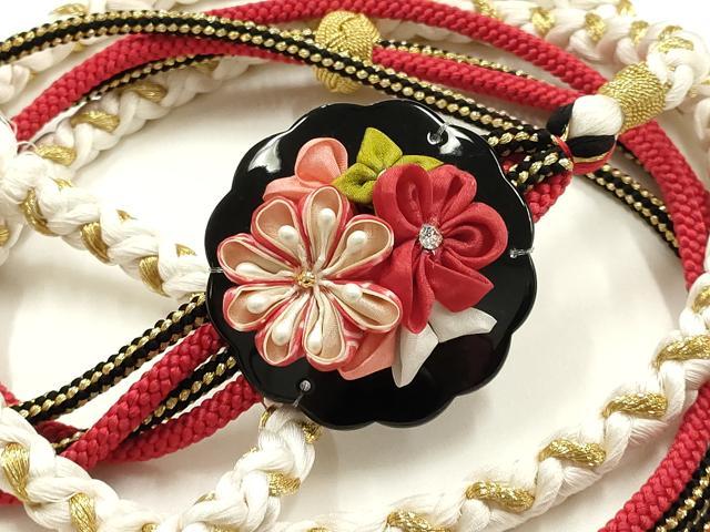 平和屋着物●和装小物 振袖用帯締め 装飾 つまみ細工 ラインストーン 小田巻 金糸 ...