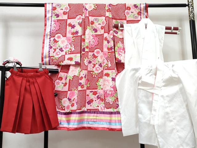 平和屋着物[]女の子　子供　十二単風　打掛　初節句　お引き摺り　襦袢・行灯袴セット　カチューシャ付き　牡丹花文　DABG3218ma