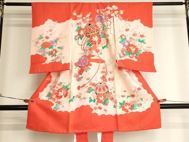 平和屋着物[]お宮参り　女の子　祝着　産着　初着　のしめ　花手毬文　金彩　正絹　逸品　AABJ5632ja