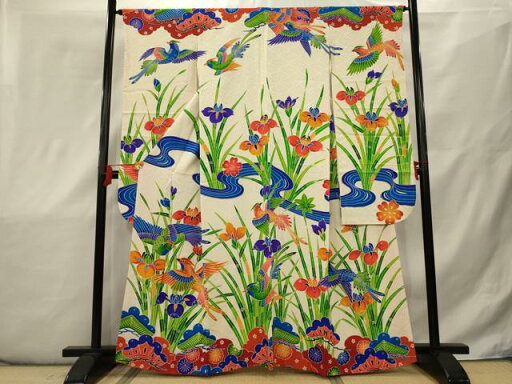 平和屋着物■豪華振袖 駒刺繍 花鳥文 正絹 逸品 AAAS4492ou 平和屋着物■豪華振袖 駒刺繍 花鳥文 正絹 逸品 AAAS4492ou