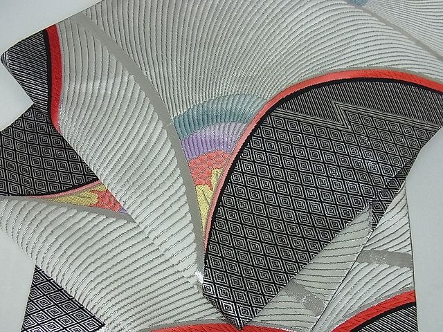 平和屋着物■六通柄袋帯 吉祥孔雀羽文 銀糸 逸品 cm2443