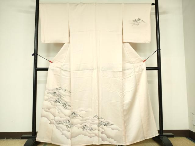 Kimono - 平和屋着物▽訪問着　単衣　手描き　風景文　正絹　逸品　DABE1484op