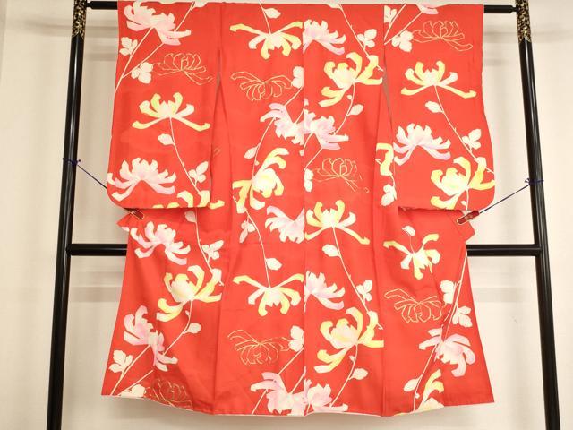 平和屋着物[]七五三　女の子　7歳　祝着　四つ身　駒刺繍　枝花文　金彩　逸品　AABJ5389ja