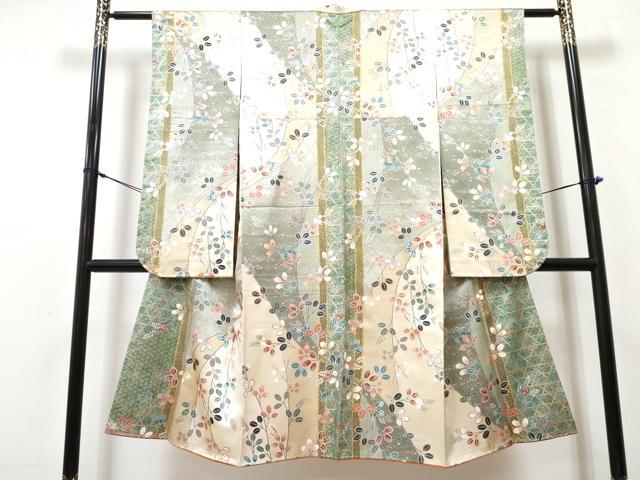 平和屋着物[]七五三　女の子　7歳　祝着　四つ身　萩　金銀彩　逸品　DABG3071ma