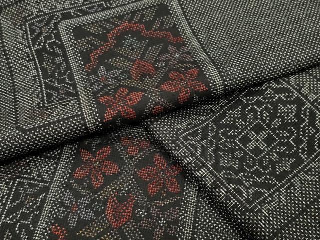 平和屋着物●本場大島紬　9マルキ　色紙重ね花文　正絹　逸品　CABI0802gh