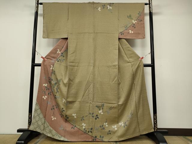 平和屋着物●訪問着　舞蝶枝葉文　正絹　逸品　未使用　CAAX4412ut