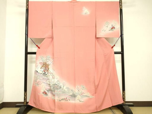 平和屋着物■訪問着 御所車風景文 松竹梅 暈し染め 金彩 正絹 逸品 DAAT8962zy 平和屋着物■訪問着 御所車風景文 松竹梅 暈し染め 金彩 正絹 逸品 DAAT8962zy