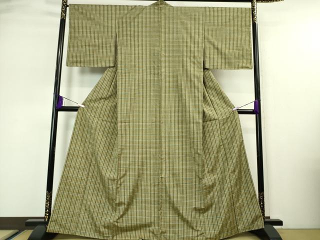 平和屋本店■極上　紬　格子　逸品　未使用　DZAA4903kh5