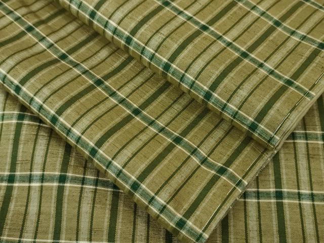 平和屋本店■極上　紬　格子　逸品　未使用　DZAA4903kh5