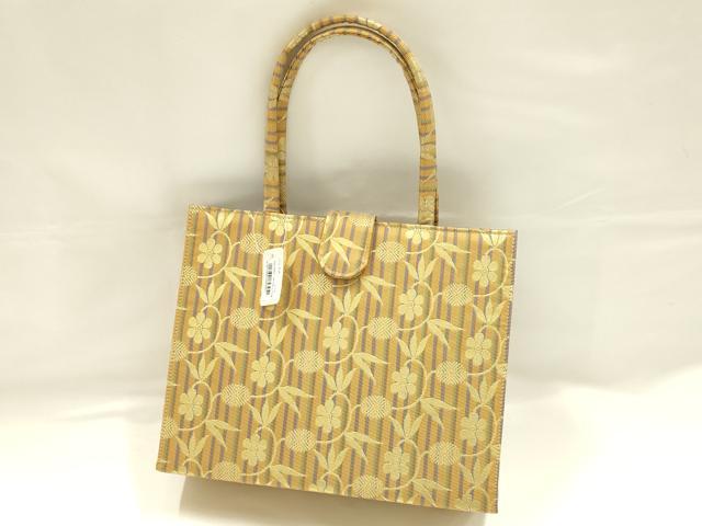 平和屋着物●和装小物　和装バッグ　ハンドバッグ　名物裂　笹蔓　金襴　逸品　未使用　AABJ5981ay