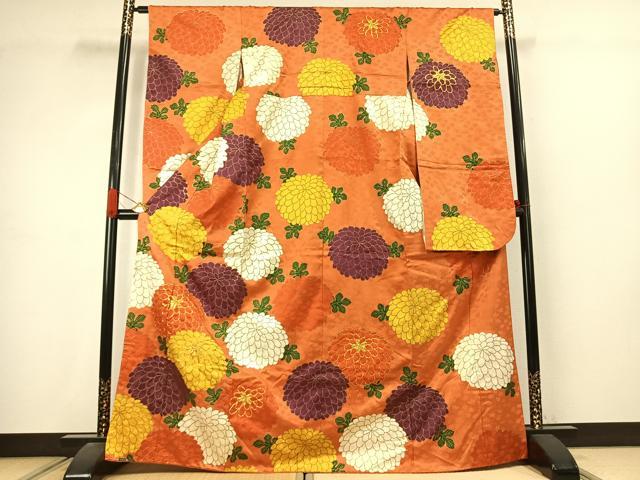 平和屋着物●豪華振袖　駒刺繍　草花文　金彩　正絹　逸品　AABJ4702fy