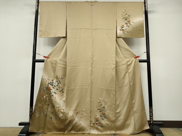 平和屋着物●訪問着　草花文　暈し染め　金銀彩　正絹　逸品　CABH9828ut
