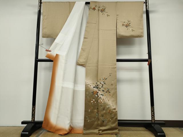 平和屋の平和屋着物●訪問着　草花文　暈し染め　金銀彩　正絹　逸品　CABH9828ut｜アングル2