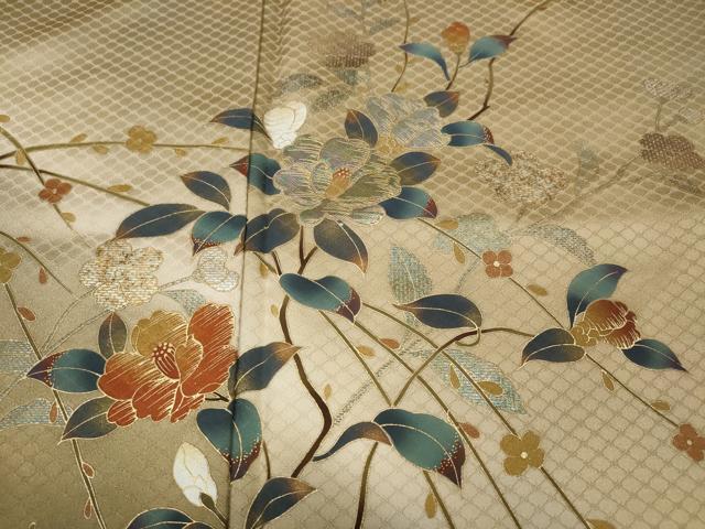 平和屋の平和屋着物●訪問着　草花文　暈し染め　金銀彩　正絹　逸品　CABH9828ut｜アングル3