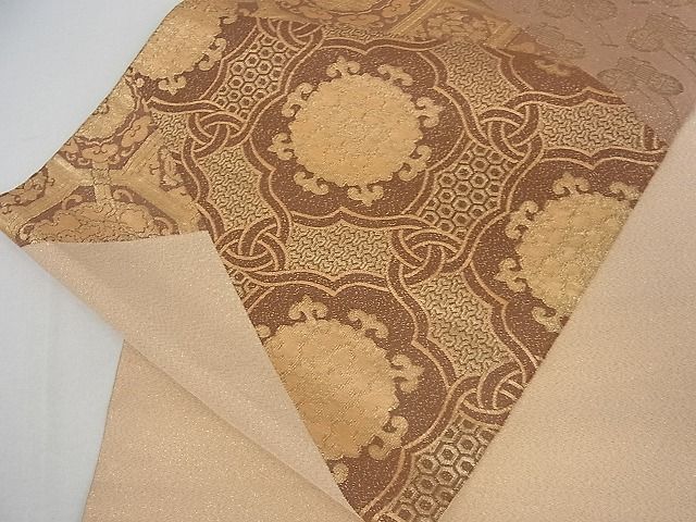 平和屋着物■太鼓柄　本袋帯　裂取花文　金糸　逸品　sa3746