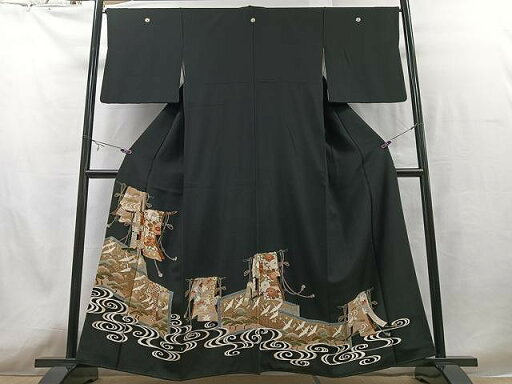 平和屋着物■豪華黒留袖 駒刺繍 飛鶴誰が袖花文 金銀彩 正絹 逸品 CAAT3464xe 平和屋着物■豪華黒留袖 駒刺繍 飛鶴誰が袖花文 金銀彩 正絹 逸品 CAAT3464xe