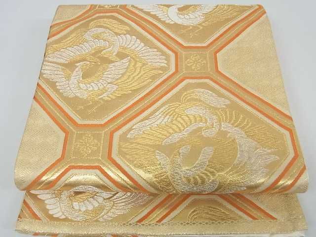 平和屋着物■六通柄袋帯　双鳥花文　金銀糸　逸品　ma3275