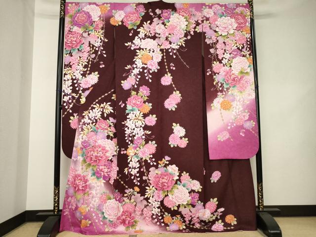 平和屋着物●押切もえ MOE OSHIKIRI 振袖 刺繍 舞花 暈し染め 金糸 金彩 金通し地 正絹 逸品 AABK3069ck