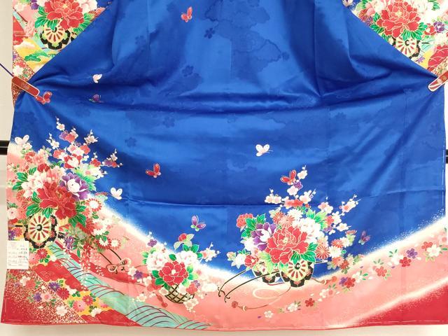 平和屋の平和屋着物[]七五三　女の子　7歳　祝着　四つ身　長襦袢(単衣)セット　花車文　金彩　逸品　未使用　AABK9209ja｜アングル3