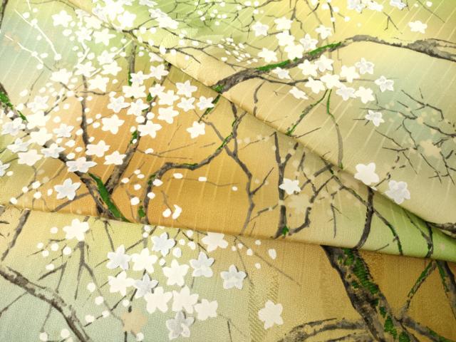 平和屋着物●上質な小紋　手描き　枝花文　正絹　逸品　AABL3657ck