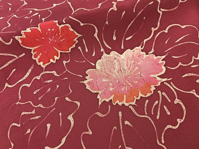 平和屋着物■上質な小紋 ろうけつ染め 草花文 正絹 逸品 未使用 BAAY3665hj