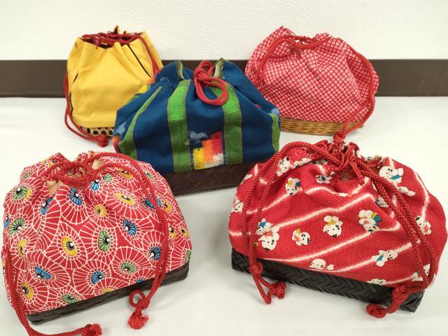 平和屋着物▼夏物 和装小物 和装バッグ 籠巾着まとめて5点 浴衣 縮緬 紬地 唐子 番傘など 逸品 CABJ1484ju