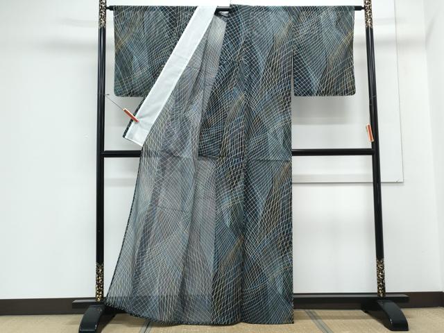 平和屋着物＊夏物　小紋　絽　抽象紋様　黒地　洗える着物　CABJ1118th heiwaya-11266735 平和屋 サンプル画像3