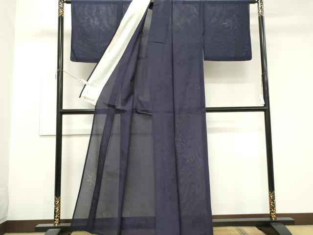 平和屋の平和屋着物＊夏物　色無地　紗紬　楓紋紗　鉄紺色　正絹　逸品　CABK1002ou｜アングル3