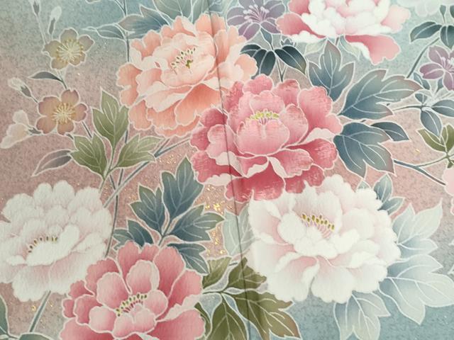 平和屋の平和屋着物●訪問着　作家物　刺繍　鴛鴦草花文　暈し染め　金彩　正絹　逸品　CABE2820yc｜アングル3