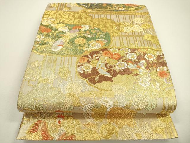 平和屋着物▼六通柄袋帯　花鳥文　金銀糸　正絹　逸品　DAAX9632fe