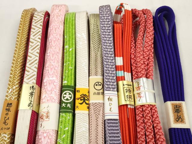 平和屋着物●和装小物　帯締め10本セット　組紐　笹浪組　金糸　小田急・大丸扱い　丈長あり　逸品　未使用　DABC1216zzz 2