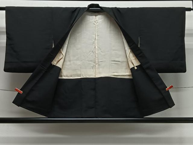 平和屋の平和屋着物＃羽織　寿光織　枝葉文　黒地　銀糸　正絹　逸品　CABI9488ua｜アングル3